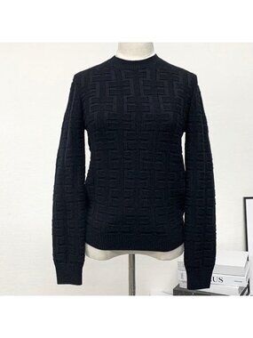 Hermes Wool Knit Sweater Top Black